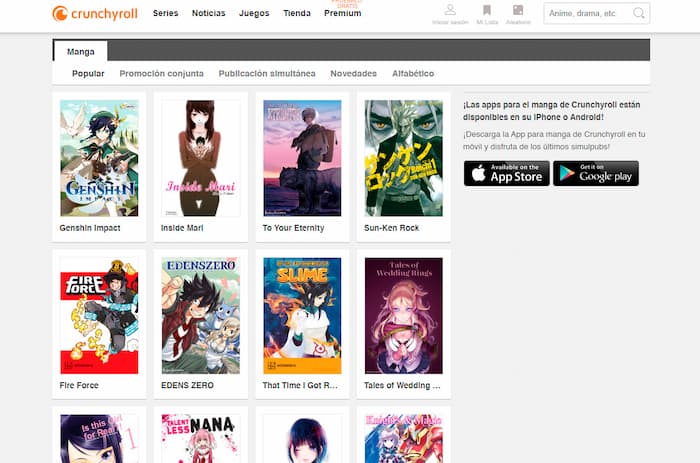 pagina crunchyroll para leer manga